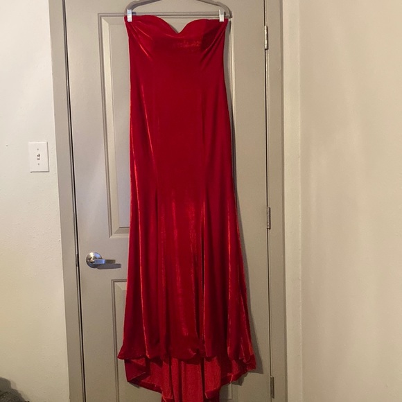 Hebeos| Sweetheart A-Long Red Mermaid Velvet Prom Dress| Sz M - Picture 2 of 15